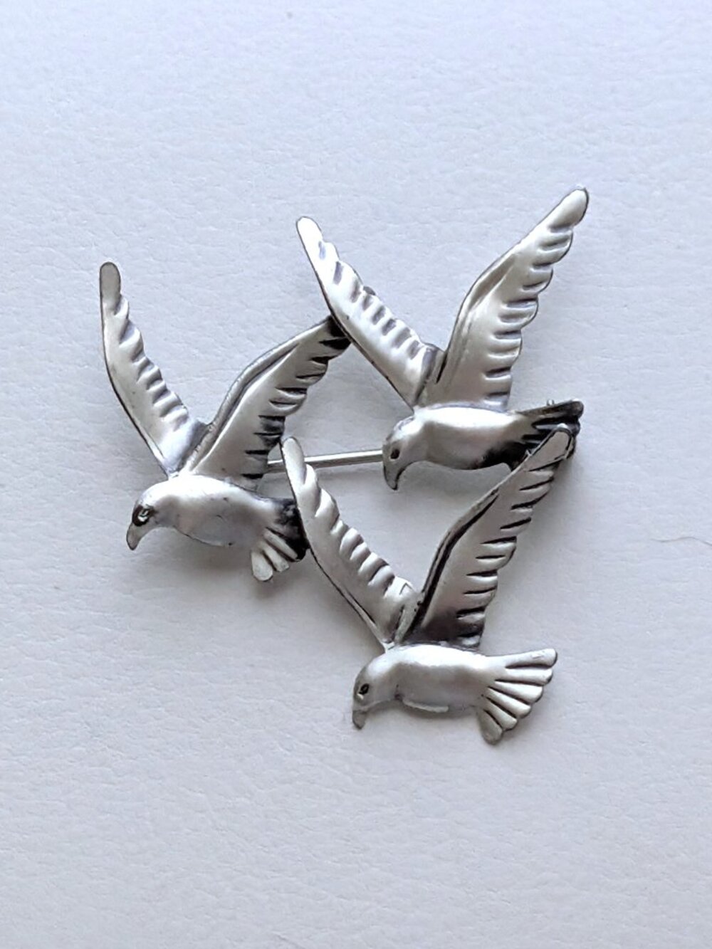 Vintage Signed BEAU Sterling Silver 925 Seagull Flock Of Seagulls Brooch Pin